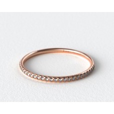 Круглое обручальное кольцо из розового золота 14 карат U Pave (0,16 CTW.)