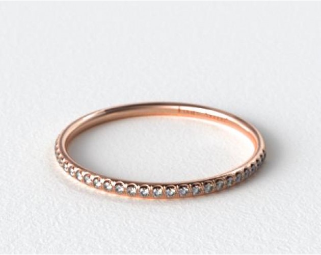 Круглое обручальное кольцо из розового золота 14 карат U Pave (0,16 CTW.)