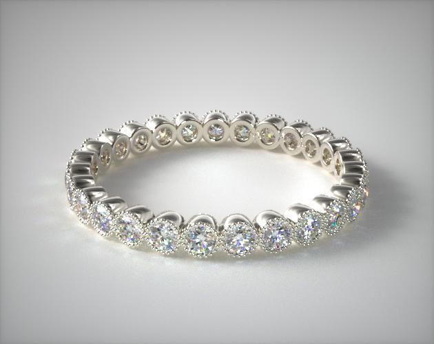 Кольцо Milgrain Bezel из 14-каратного белого золота с бриллиантами Eternity Ring