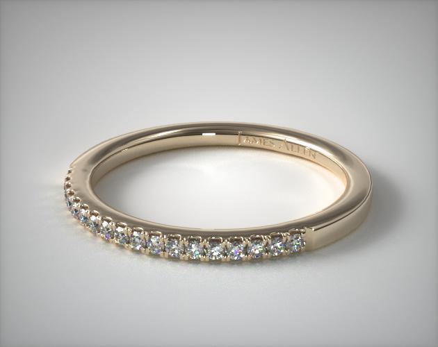 Обручальное кольцо U Pave из желтого золота 18 карат (0,11 CTW. )