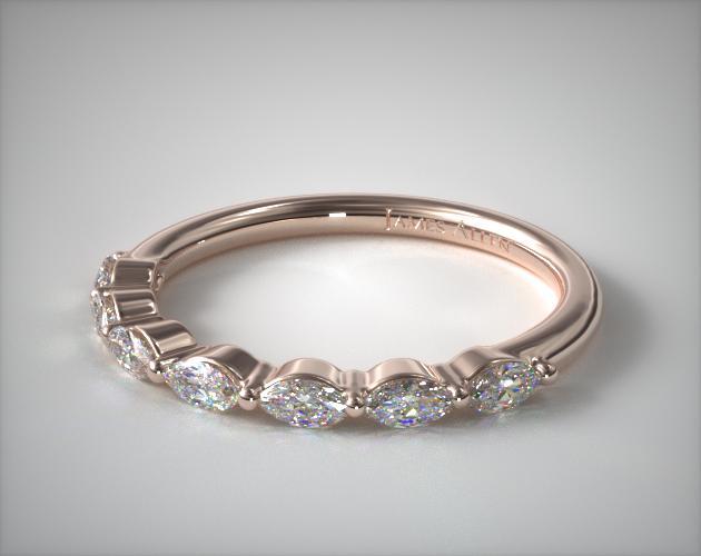 Кольцо с бриллиантом Marquise из 14-каратного розового золота с общим зубцом