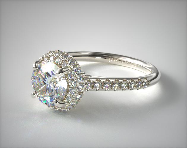 Платиновое помолвочное кольцо с бриллиантами Falling Edge Pave