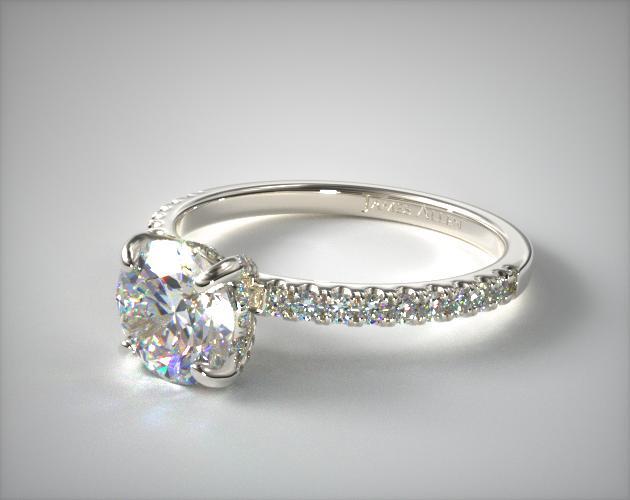 Помолвочное кольцо из 18-каратного белого золота с бриллиантами Petite Pave Crown