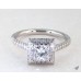 Платиновое помолвочное кольцо с бриллиантами Falling Edge Pave