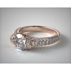 Обручальное кольцо из 14-каратного розового золота с бриллиантом и полубезелем