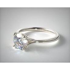 Классическое помолвочное кольцо с бриллиантом-пасьянсом из белого золота 14 карат с разрезом