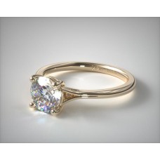 Классическое помолвочное кольцо с бриллиантом-пасьянсом из 14-каратного желтого золота с разрезом на хвостовике