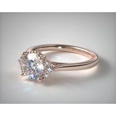 Помолвочное кольцо из 14-каратного розового золота с бусинами и бриллиантами Pave Trio