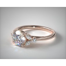 Помолвочное кольцо из 14-каратного розового золота с бриллиантом "Лавровые листья"