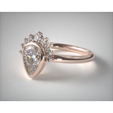 Обручальное кольцо с бриллиантовой тиарой из розового золота 14 карат в форме груши с бриллиантами