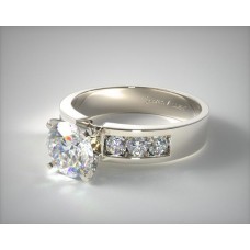 18-каратное белое золото 0,30 карата. Обручальное кольцо с бриллиантом круглой формы с набором каналов