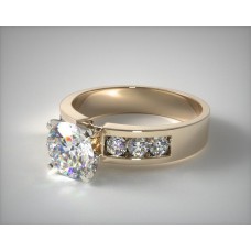 18-каратное желтое золото 0,30 карата. Обручальное кольцо с бриллиантом круглой формы с набором каналов