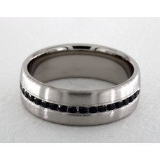 Кольцо Comfort-Fit из 14-каратного белого золота диаметром 7,5 мм с черным бриллиантом и 20 камнями